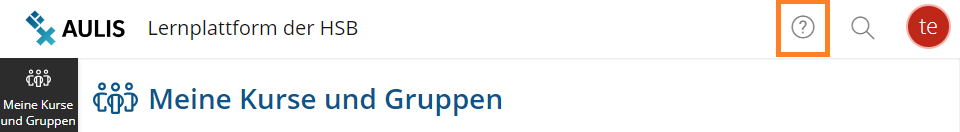 Screenshot: Die Kontextsensible Hilfe findet sich in AULIS oben rechts.