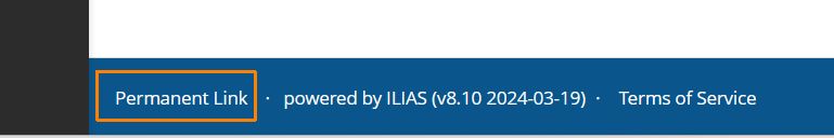 Screenshot: The blue footer is shown at the bottom of every AULIS page. "Permanent Link" is highlighted.
